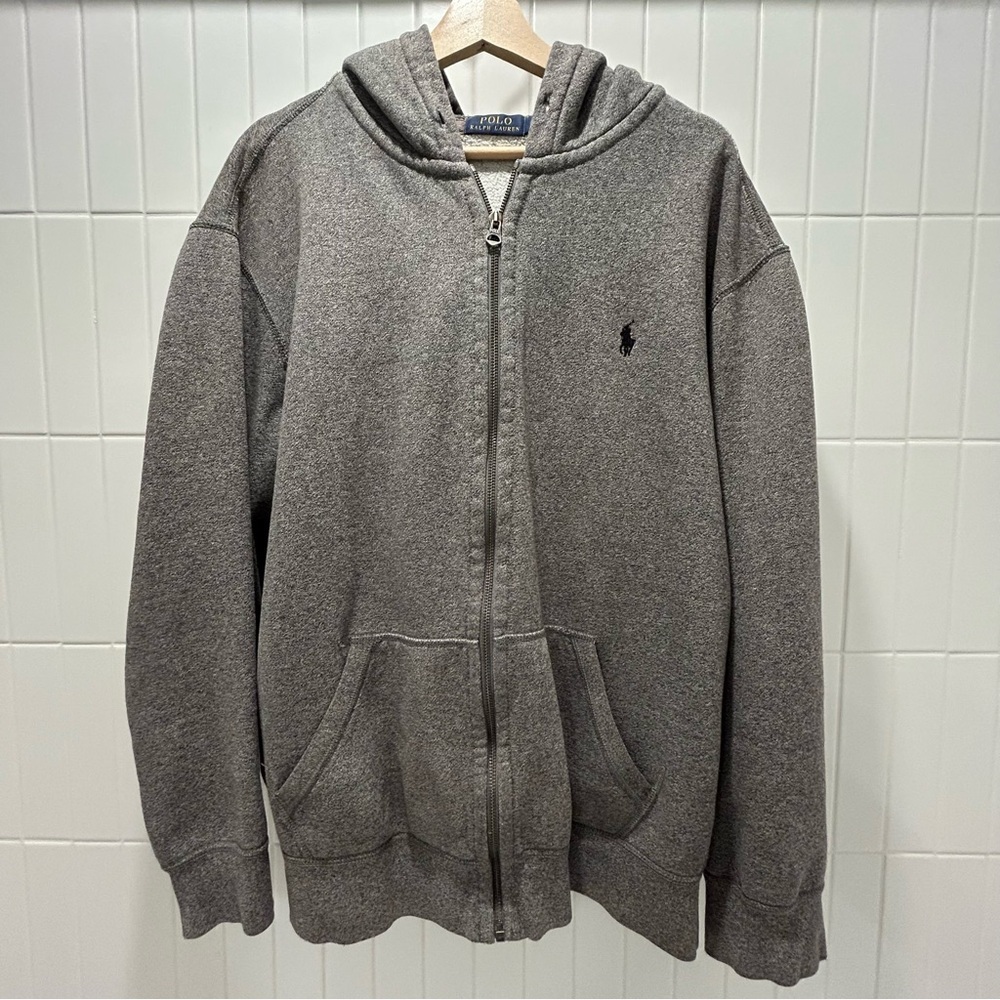 Polo Ralph Lauren Men's Grey Full-Zip Hoodie Sweater Cotton Blend Fleece XXL - Picture 5 of 5